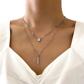 Multi-layer Necklaces Charm Jewelry SS1233 Golden Chain Rounded Pendent - Touchy Style