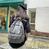 Multifunction Denim Cool Backpack EN257 - Korean Style Blue School Bag - Touchy Style