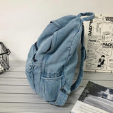 Multifunction Denim Cool Backpack EN257 - Korean Style Blue School Bag - Touchy Style