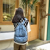 Multifunction Denim Cool Backpack EN257 - Korean Style Blue School Bag - Touchy Style