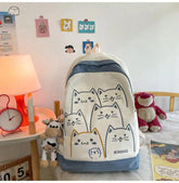 NBCB143 Cool Backpack - School Book Bags - Cute Cat Pattern - Touchy Style