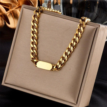 Necklace Bracelet Charm Jewelry Gold Chain Stainless Steel Charm Texture Collar YOS0337 - Touchy Style