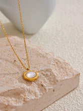 Necklace Charm Jewelry - Natural Shell, Round Chic Pendant - YH3852A - Touchy Style