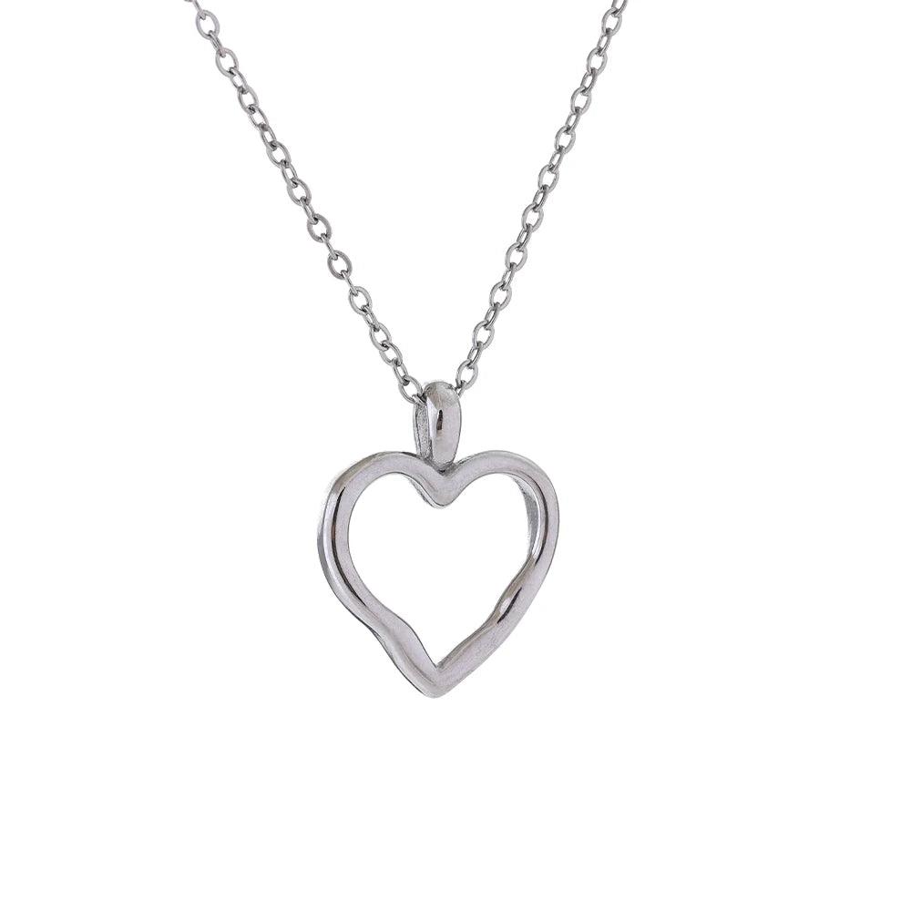 Necklace Charm Jewelry - Stainless Steel - Heart Hollow Cast Pendant - TSJ49 - Touchy Style