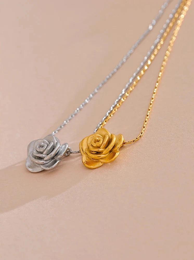 Necklace Charm Jewelry - Stainless Steel - Stereoscopic Flower Pendant - TSJ48 - Touchy Style