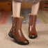 Non-Slip Leather Flat Mid-Calf Boots Women&