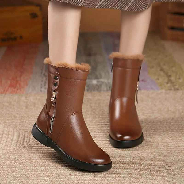 Ladies flat mid calf cheap boots