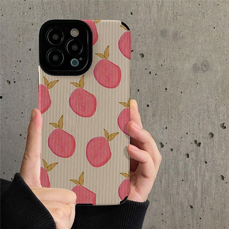 Peach Fruit Cute Phone Cases For iPhone 14, 13 Pro Max, 12, 11, XS Max, XR, X, 7, 8 Plus, SE - Touchy Style