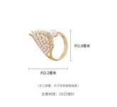 Pearl Zircon Wing Shape Opening Finger Rings Charm Jewelry XYS0345 - Touchy Style .