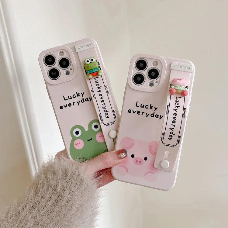 Pig Cartoon Frog Cute Phone Cases For iPhone 15 14 13 11 Pro Max - Touchy Style