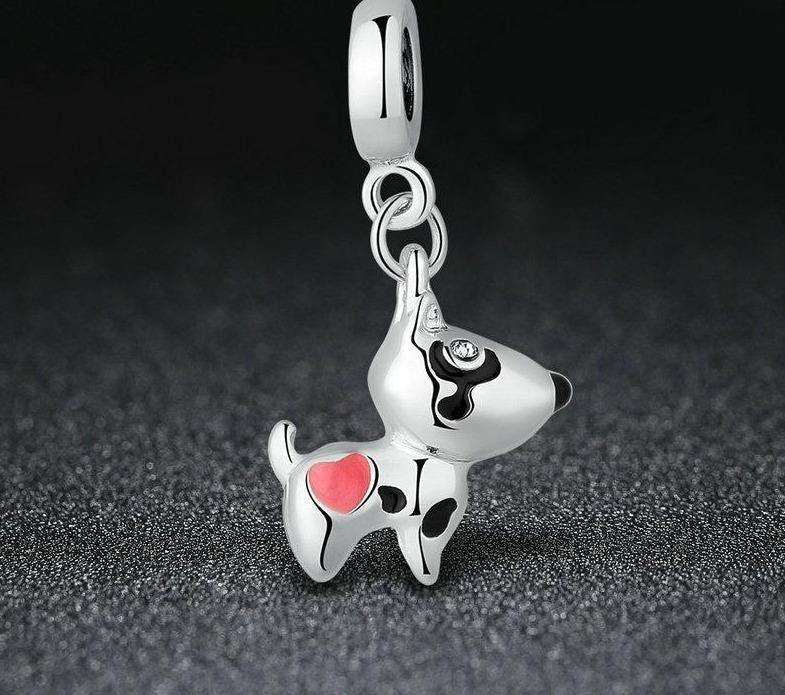 Pink Heart Dog Pendant Charm Jewelry Without Chain - PA5328 - Touchy Style