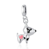 Pink Heart Dog Pendant Charm Jewelry Without Chain - PA5328 - Touchy Style