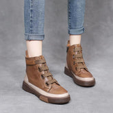 Platform Leather British Ankle Boots Women&