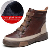 Platform Leather British Ankle Boots Women&