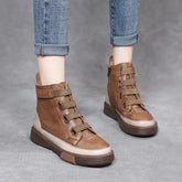 Platform Leather British Ankle Boots Women&