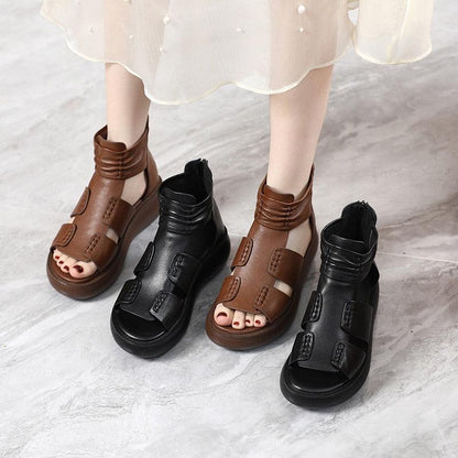 Platform Wedge Sandals and Leather Boots: Women&