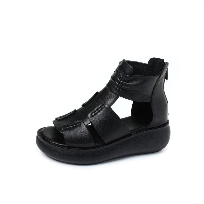 Platform Wedge Sandals and Leather Boots: Women&