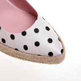 Polka Dot Silk Wedges Sandals Women&