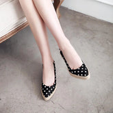 Polka Dot Silk Wedges Sandals Women&