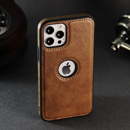 PU Leather Logo Hole Cute Phone Cases For iPhone 14 13 12 11 Pro XS MAX - Touchy Style