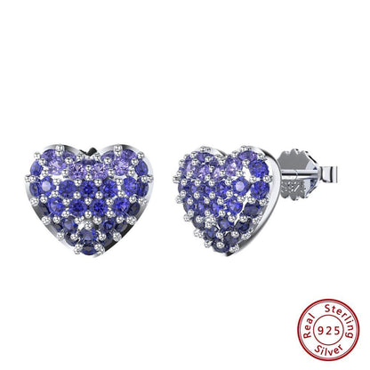 Purple 925 Sterling Silver Stud Earrings Charm Jewelry AZ246 - Touchy Style