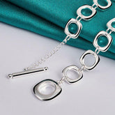 QS302 - 925 Sterling Silver Round Chain Necklace Charm Jewelry - Touchy Style