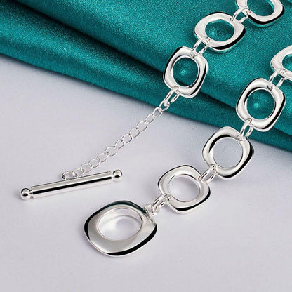 QS302 - 925 Sterling Silver Round Chain Necklace Charm Jewelry - Touchy Style