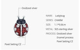 Red Ladybug 925 Sterling Silver Pendant Charm Jewelry IUES45 Without Chain - Touchy Style