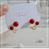 Red Pearl Multi Wearing Method Stud Earrings Charm Jewelry ECJOS14 - Touchy Style