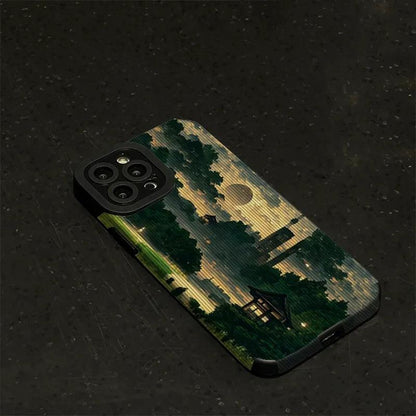 Retro Art Forest Scenery Landscape Cute Phone Case for iPhone 14, 13, 12 Pro, 11, XS Max, XS, Mini, 6, 7, 8 Plus, SE, X, and XR Cover - Touchy Style