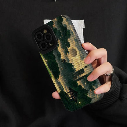 Retro Art Forest Scenery Landscape Cute Phone Case for iPhone 14, 13, 12 Pro, 11, XS Max, XS, Mini, 6, 7, 8 Plus, SE, X, and XR Cover - Touchy Style