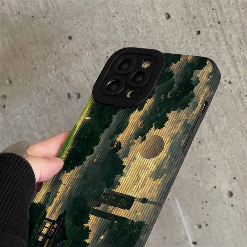 Retro Art Forest Scenery Landscape Cute Phone Case for iPhone 14, 13, 12 Pro, 11, XS Max, XS, Mini, 6, 7, 8 Plus, SE, X, and XR Cover - Touchy Style