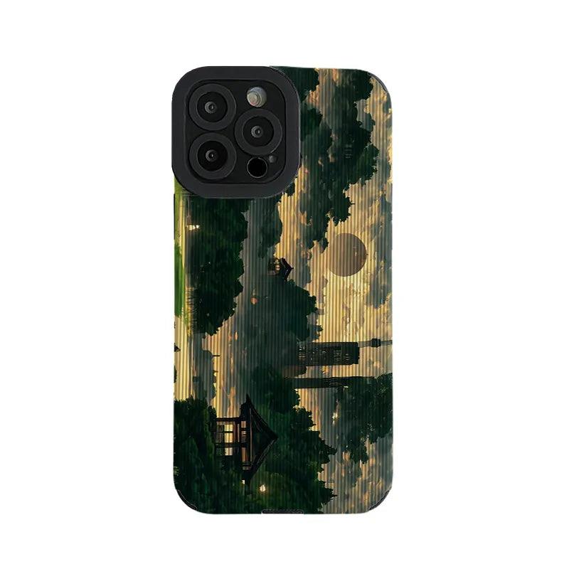 Retro Art Forest Scenery Landscape Cute Phone Case for iPhone 14, 13, 12 Pro, 11, XS Max, XS, Mini, 6, 7, 8 Plus, SE, X, and XR Cover - Touchy Style