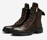 Retro Genuine Leather Motorcycle Mid-calf Boots - Men&