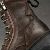 Retro Genuine Leather Motorcycle Mid-calf Boots - Men&