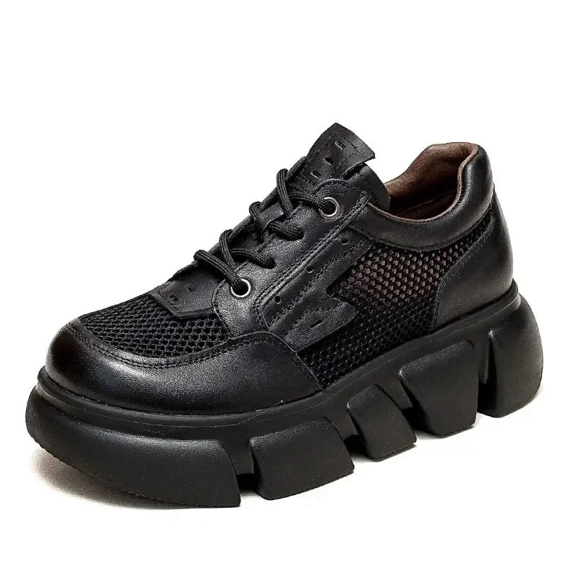 RV147 Mesh Leather Thin Walking Sneaker: Women&