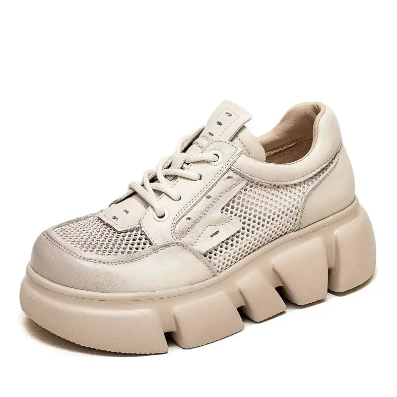 RV147 Mesh Leather Thin Walking Sneaker: Women&