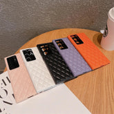 SCACPC251 Cute Phone Case For Galaxy S23 Ultra Plus - Solid Leather Lattice Pattern - Touchy Style