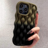 Silicone Cute Phone Case with Color Gradient Wave Pattern for iPhone 11 Pro Max, 12, 13, 14, 15 - Touchy Style .