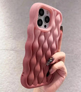 Silicone Cute Phone Case with Color Gradient Wave Pattern for iPhone 11 Pro Max, 12, 13, 14, 15 - Touchy Style .