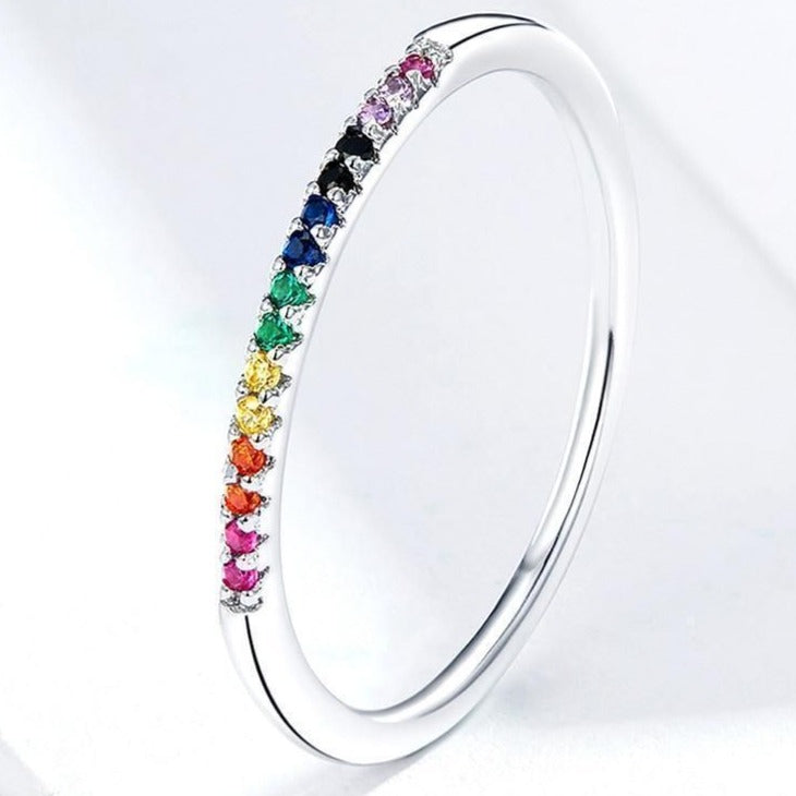 Trendy Simple Colorful Life 925 Sterling Silver Ring Charm Jewelry 