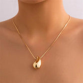 Simple Golden Pea Stainless Steel Short Necklace Charm Jewelry NCJT15 - Touchy Style