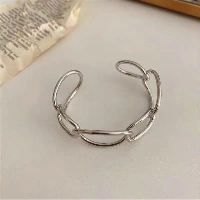 Simple White Shellfish Bracelets Charm Jewelry SOS33 Metal Geometric Open Bangle - Touchy Style