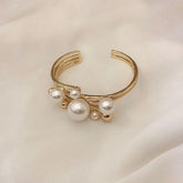 Simple White Shellfish Bracelets Charm Jewelry SOS33 Metal Geometric Open Bangle - Touchy Style