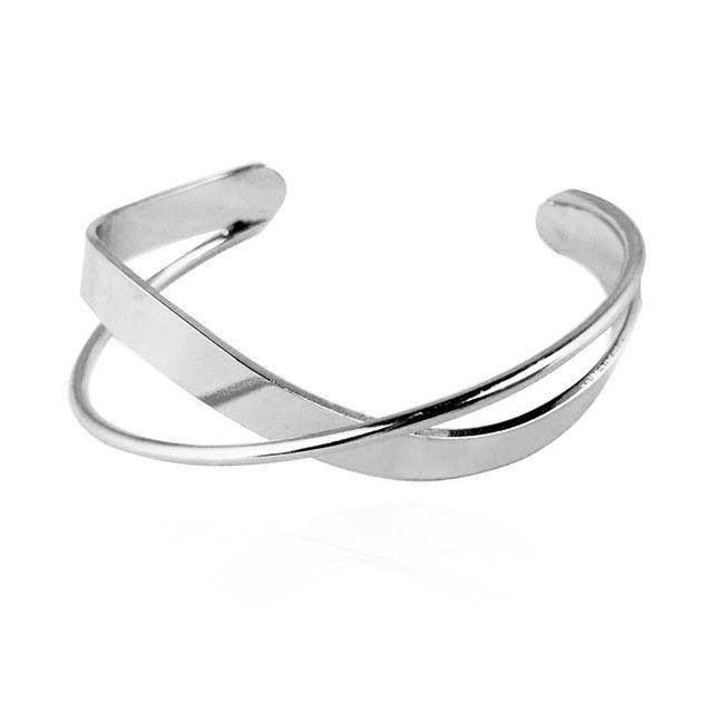 Simple White Shellfish Bracelets Charm Jewelry SOS33 Metal Geometric Open Bangle - Touchy Style