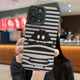 Sleek Black Monster: Cute Phone Case with Lens Soft Cover for iPhone 15, 14, 13, 12, 11 Pro, XS Max, X, XR, 6, S, 7, 8 Plus, and SE - Touchy Style .