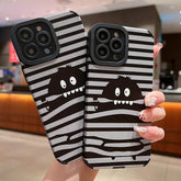 Sleek Black Monster: Cute Phone Case with Lens Soft Cover for iPhone 15, 14, 13, 12, 11 Pro, XS Max, X, XR, 6, S, 7, 8 Plus, and SE - Touchy Style