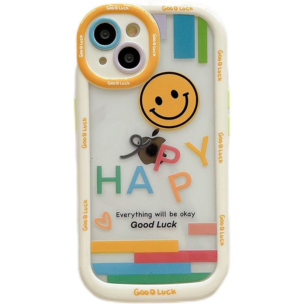 Smile Heart Letters Bumper Clear Cute Phone Cases For iPhone 14 13 12 11 Pro Max - Touchy Style