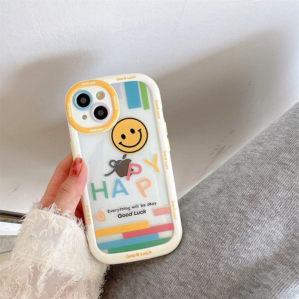 Smile Heart Letters Bumper Clear Cute Phone Cases For iPhone 14 13 12 11 Pro Max - Touchy Style