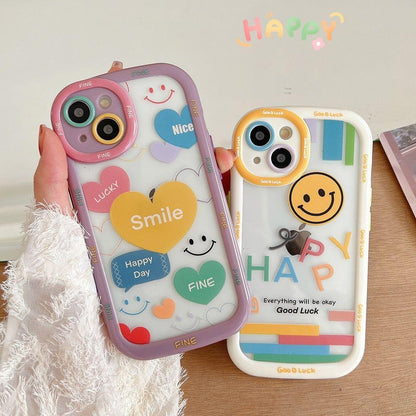 Smile Heart Letters Bumper Clear Cute Phone Cases For iPhone 14 13 12 11 Pro Max - Touchy Style